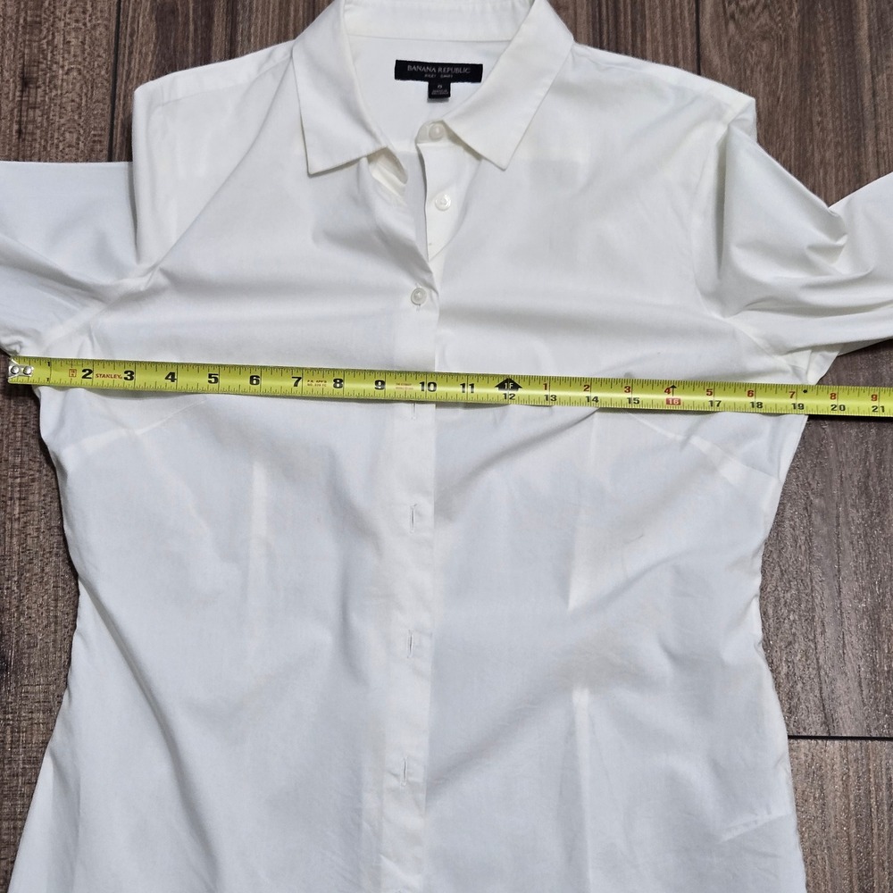 Banana Republic Riley II Tailored Shirt White Pleated Flared Cuff Button Down 8 - Picture 9 of 12